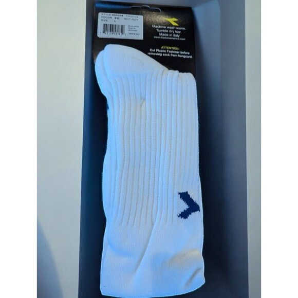 Diadora Padova Classic White Soccer Socks Blue Stripes NEW Medium Lot of 2 - Picture 2 of 4